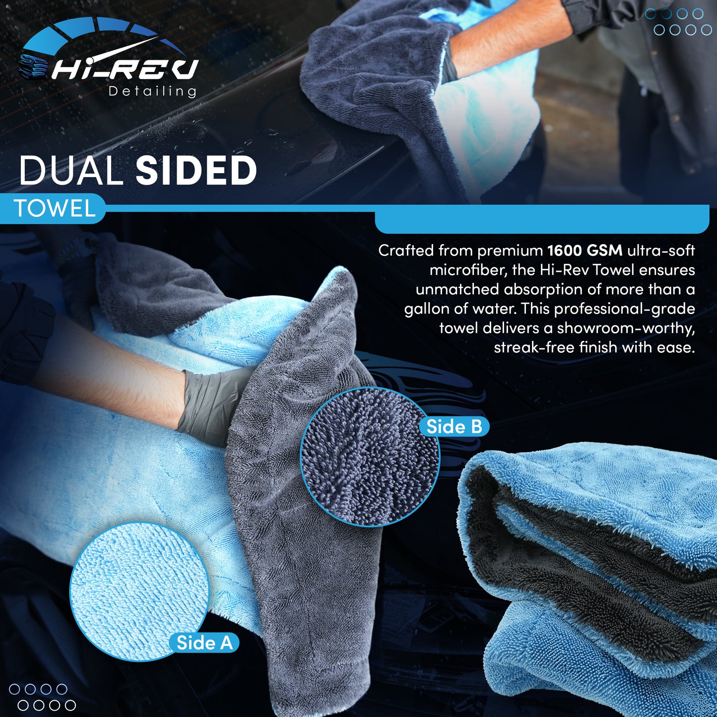 Hi-Rev Detailing® Drying Towel